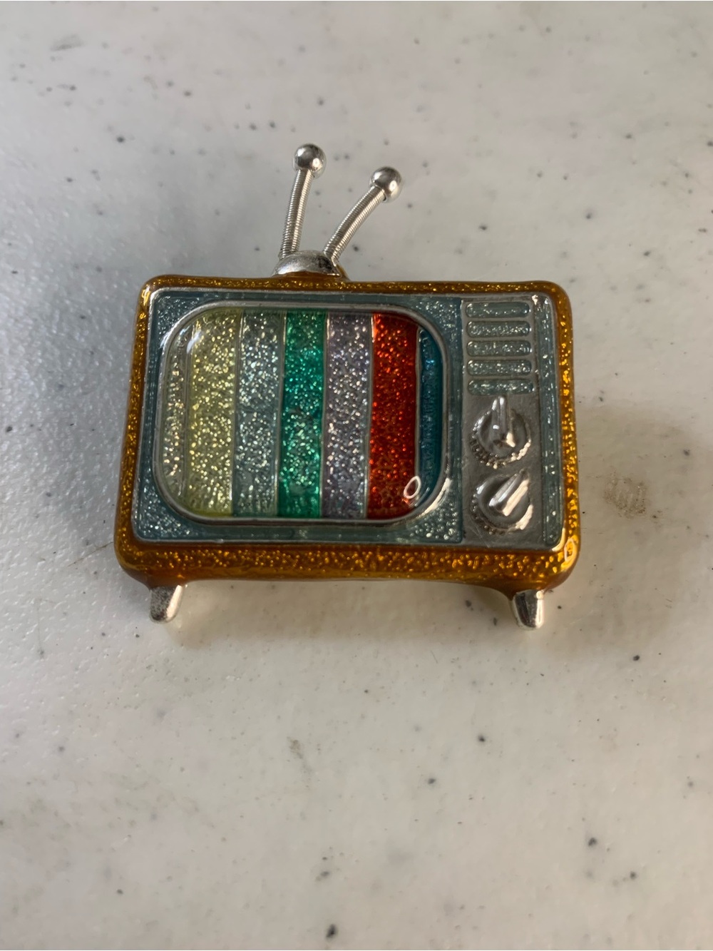 Napier Gold-Tone Retro 3D Pin with Glitter Stripes